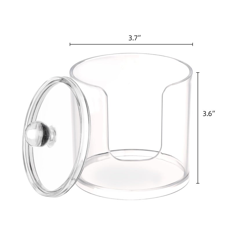 تي بيست ماكس حامل وموزع دائري من القطن البلاستيكي من تي بيست ماكس، تخزين منظم للحمام شفاف للوسادات القطنية - أغطية من الخيزران - Image 2